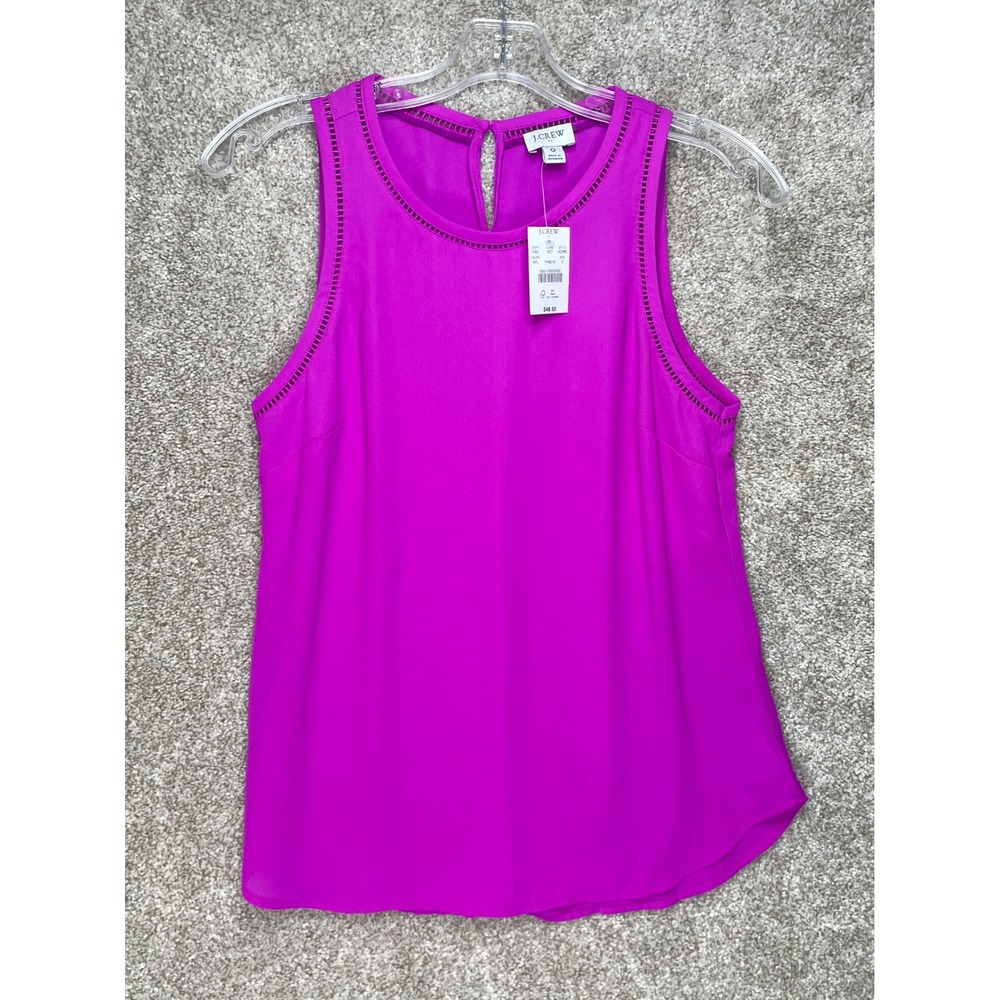 J. Crew Sleeveless Chiffon Top Womens 0 Pink Ladder Trim Career Breathable NWT